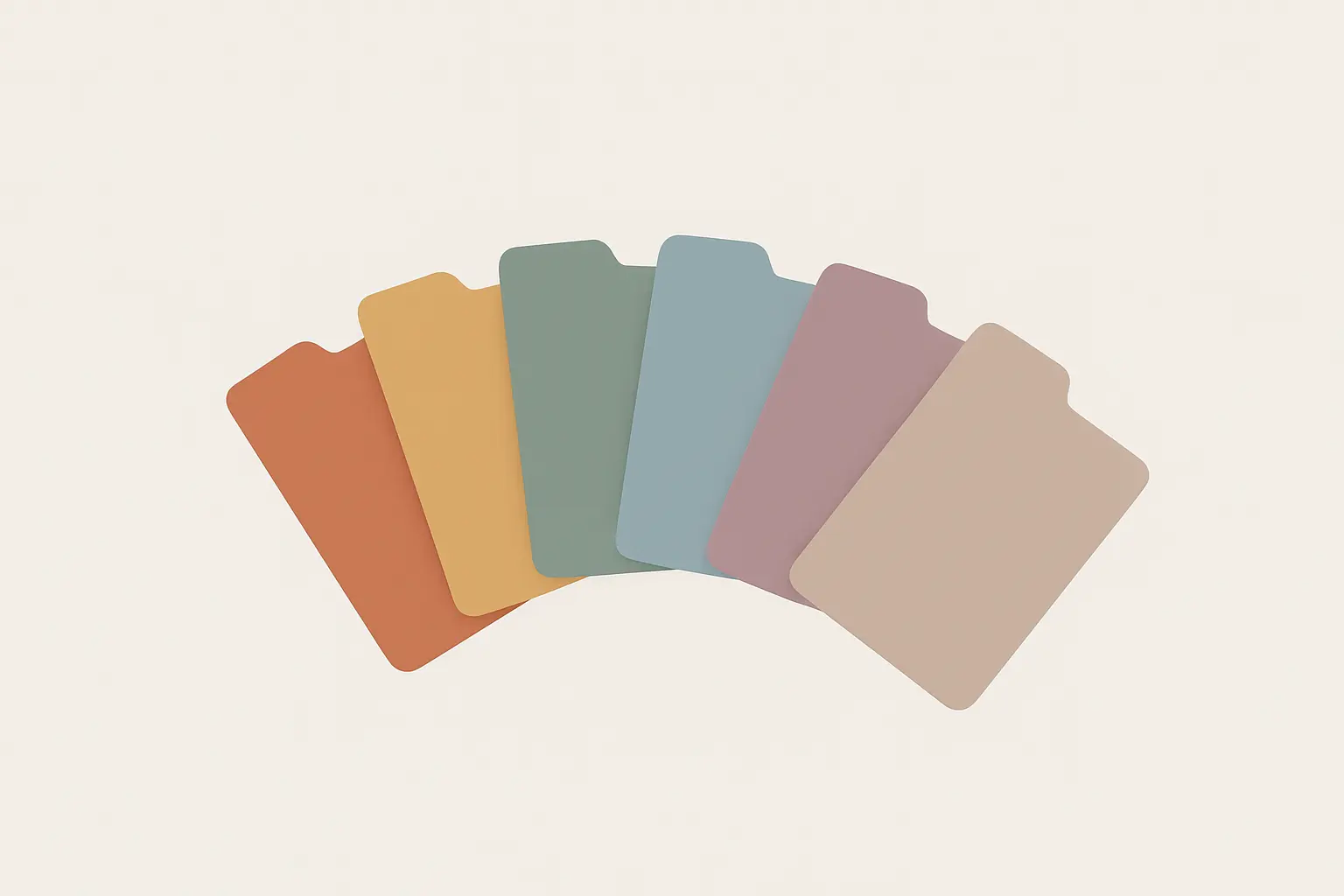 Six dossiers colores representant des categories de sujets de memoire