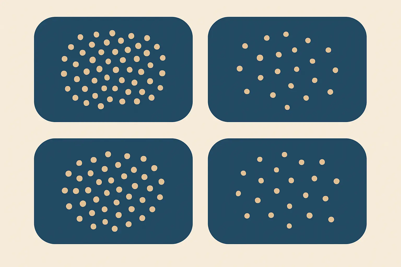 Small dots grouped inside four larger rounded rectangles, showing nesting