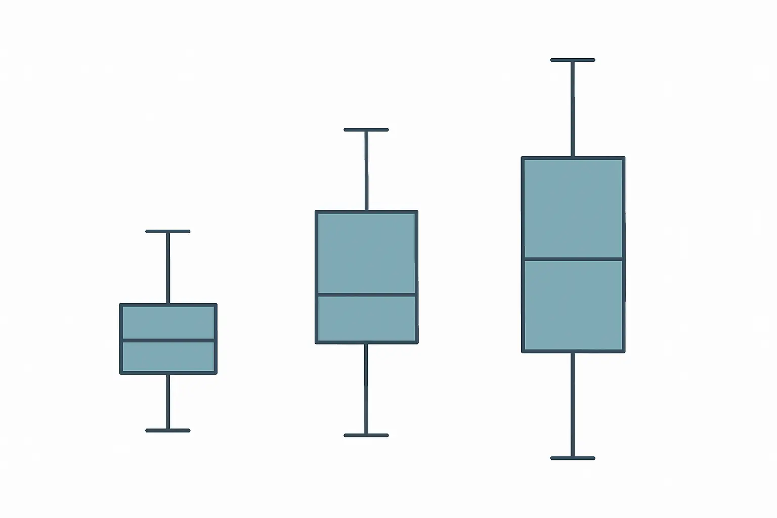 Three boxplots with visibly different spreads illustrating unequal group variances