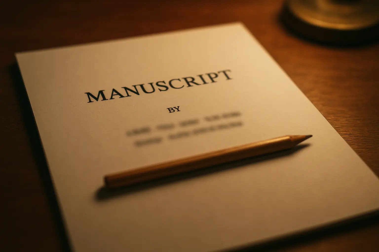 A manuscript title page showing an author line with two names