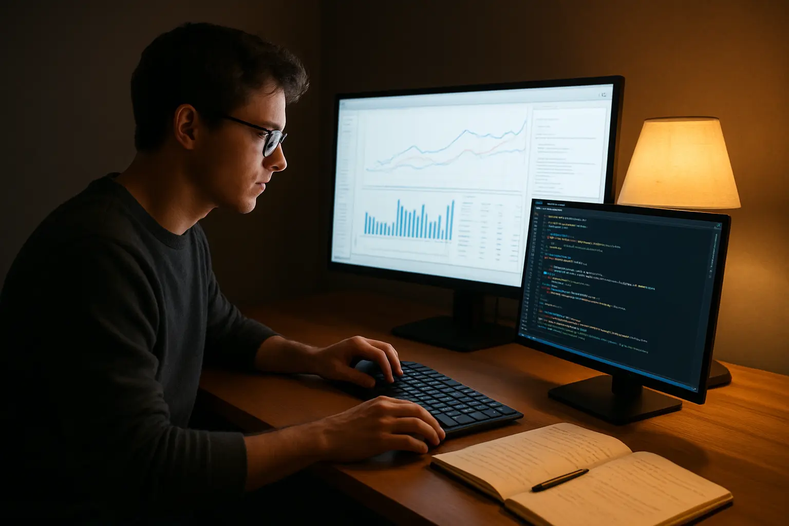 Graduate student running a statistical analysis