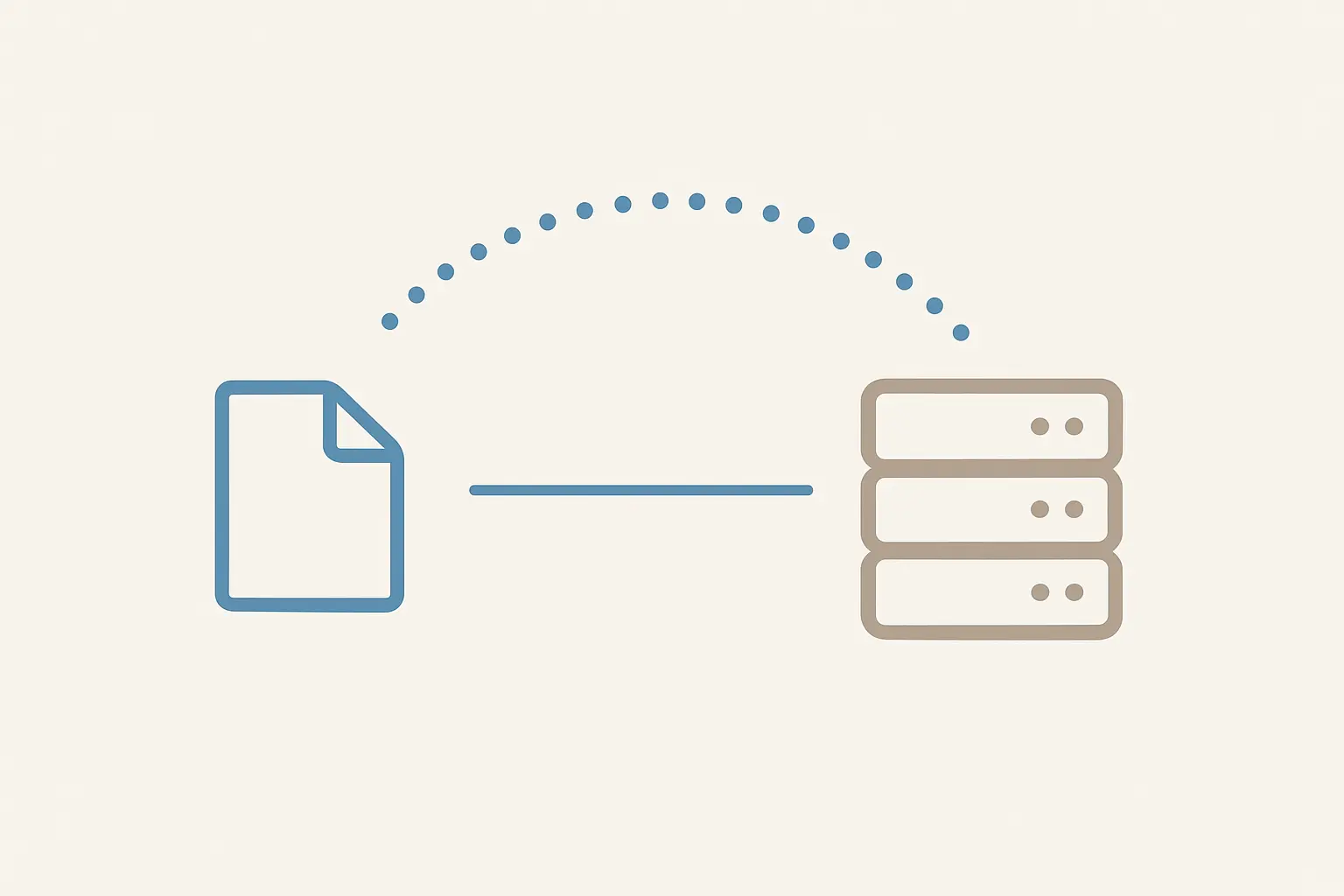 A file travelling across a boundary line to a distant server