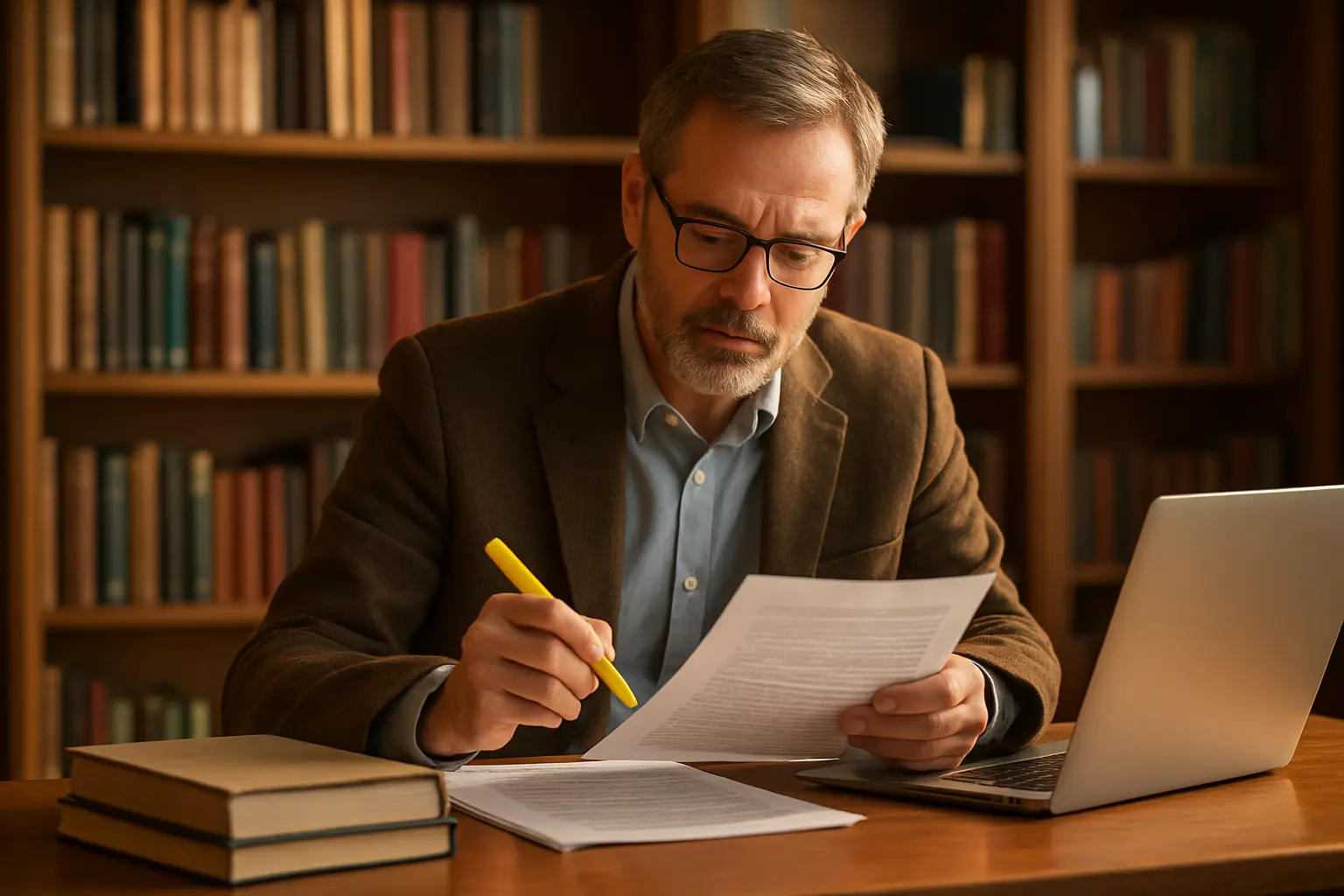 Instructor reviewing a flagged passage rather than relying on a percentage