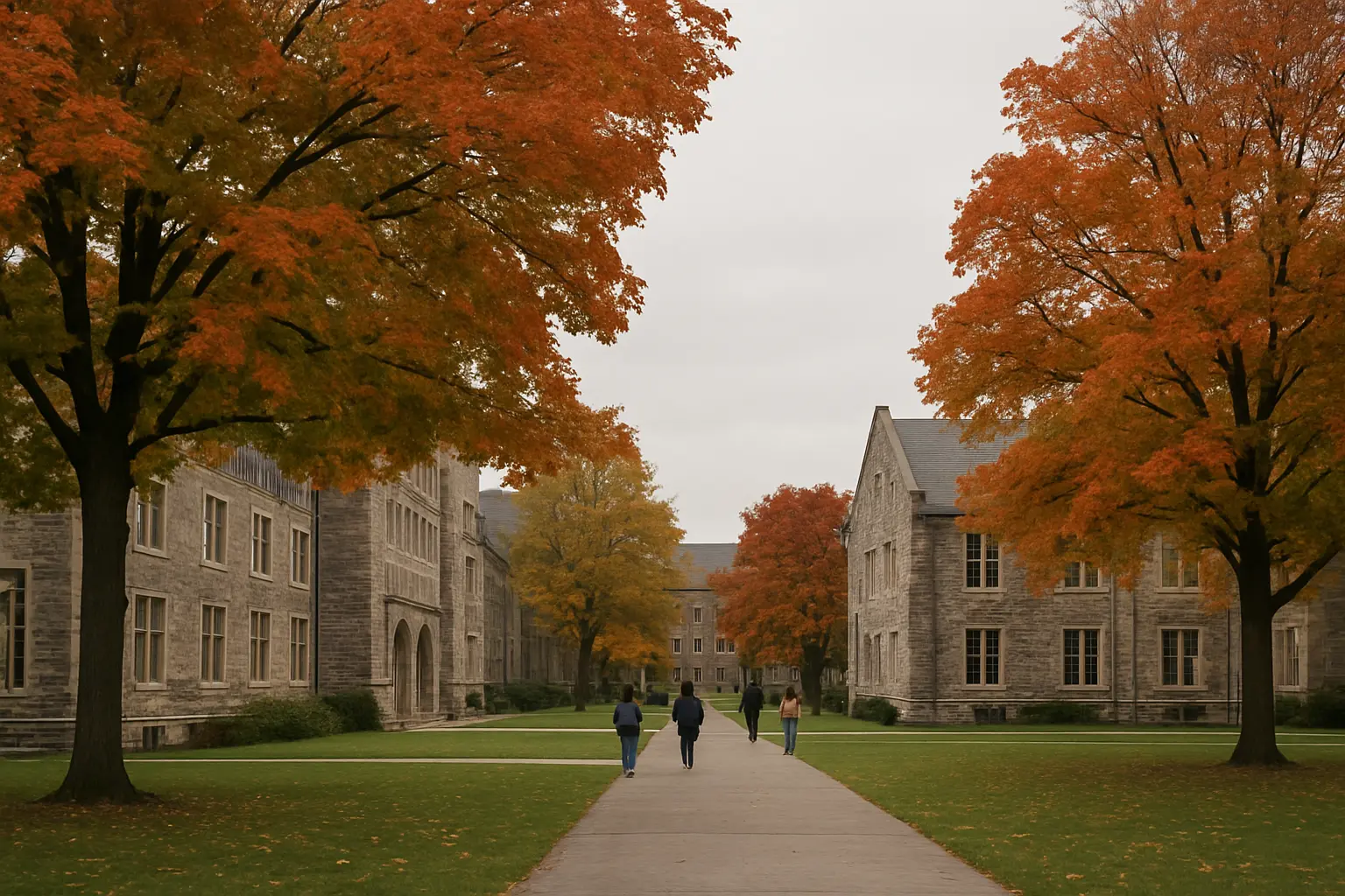 Campus universitaire québécois au début de l'automne