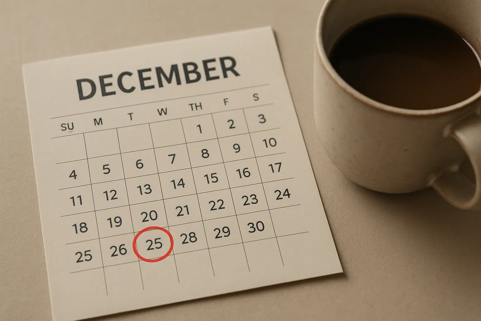 Calendrier avec une date limite encerclée