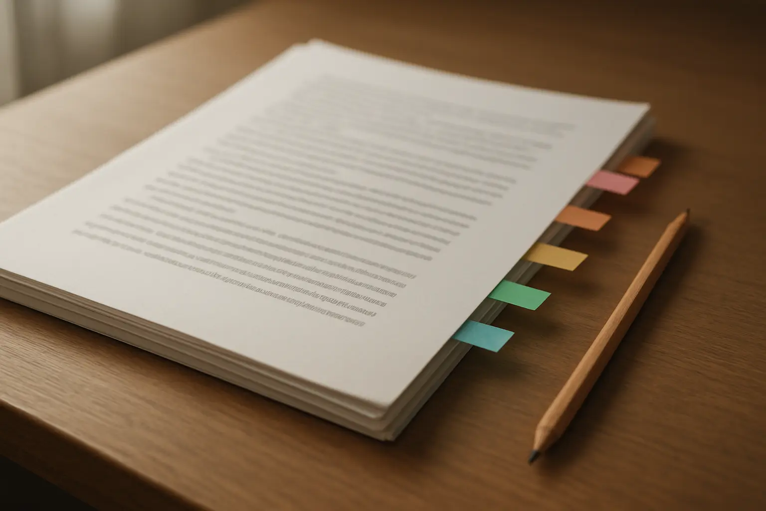 A printed thesis introduction chapter with coloured tabs marking each section