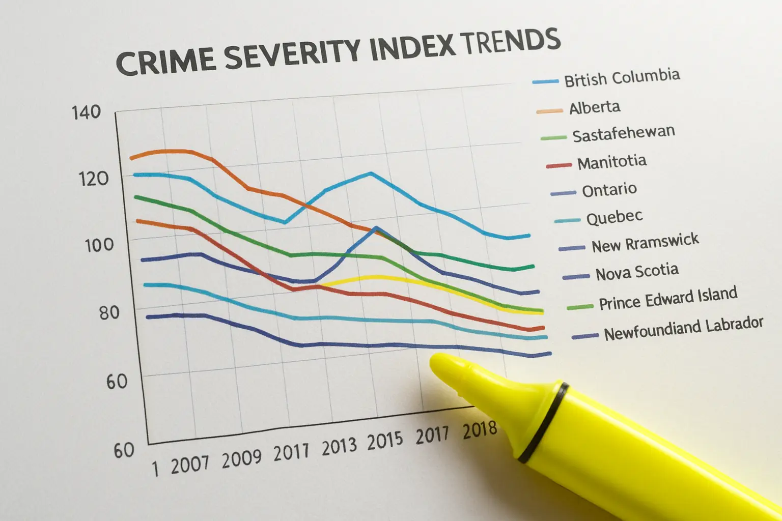 Graphique de l'indice de gravité de la criminalité utilisé dans un mémoire en criminologie