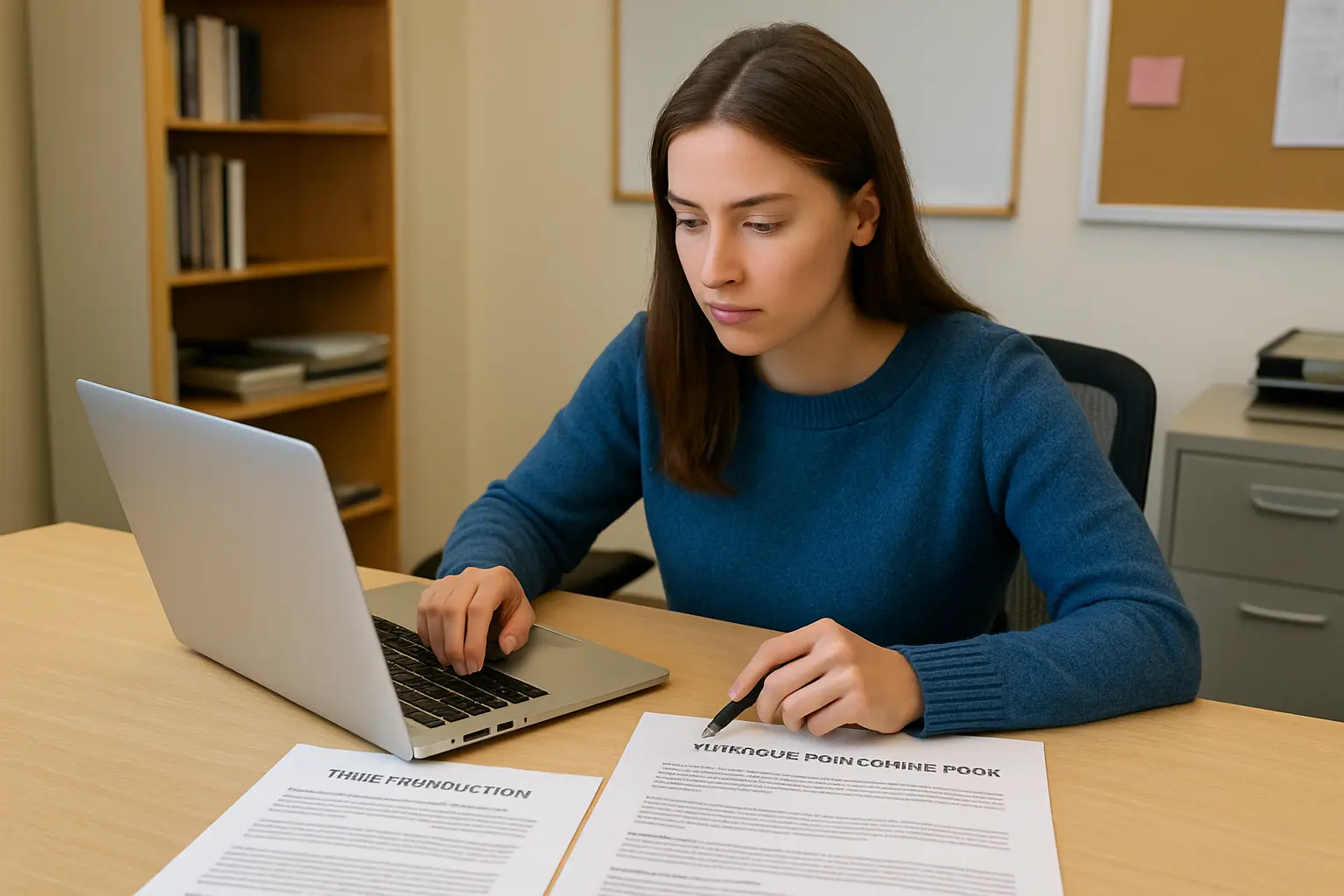 Graduate student cross-checking scope boundaries between the introduction and the consent form