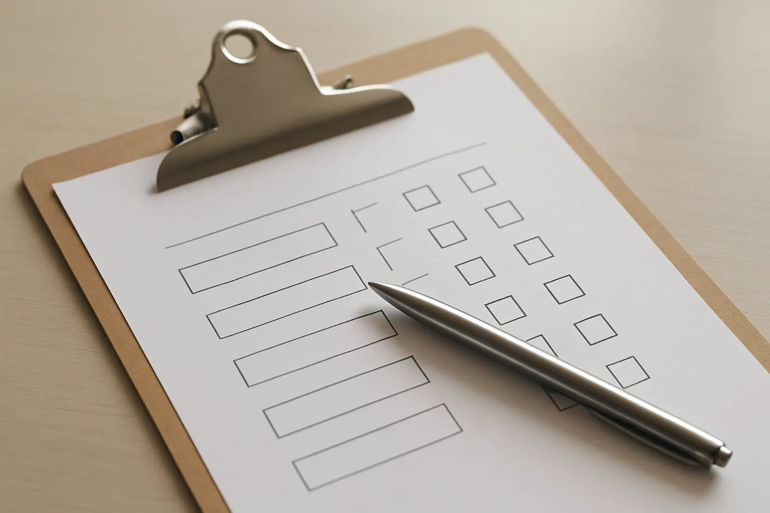 A paper survey form with a row of response options used to measure a construct