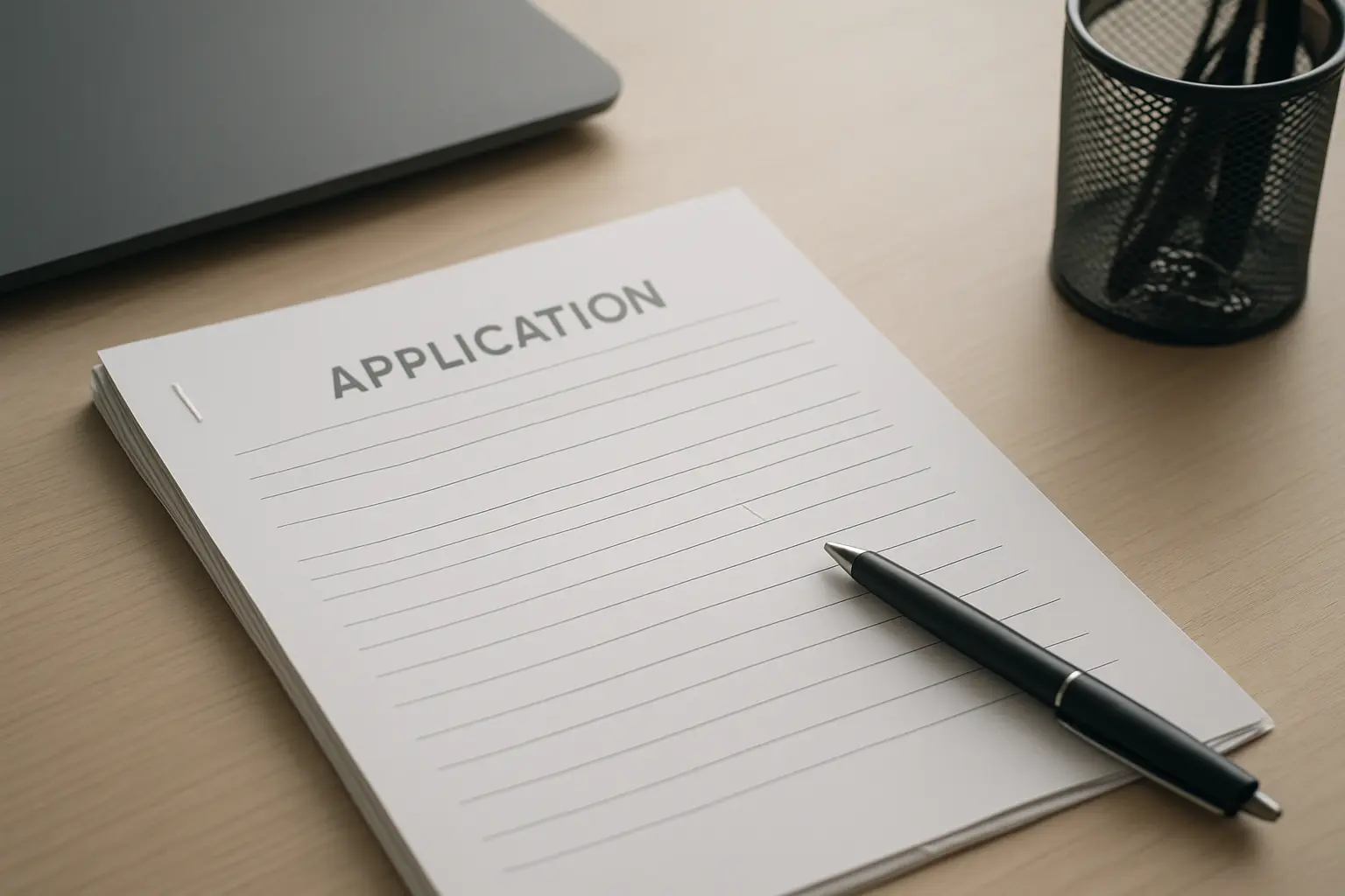 A stack of research approval application forms on a desk