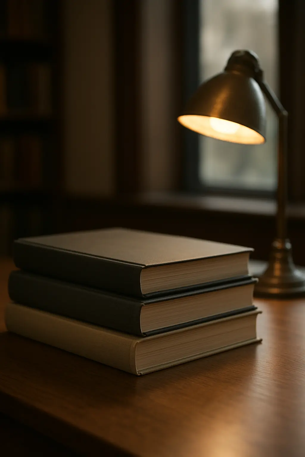 Three bound graduate theses stacked on a university library table