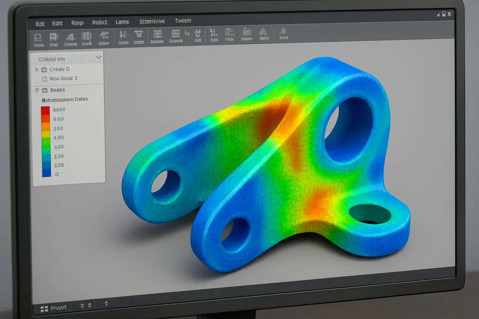 Finite element stress simulation contour map used in a mechanical engineering thesis validation chapter